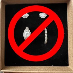 Art Deco Edwardian Engagement/ Wedding Ring Set with Earrings